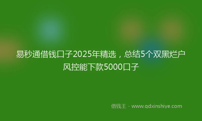 易秒通借钱口子2025年精选，总结5个双黑烂户风控能下款5000口子