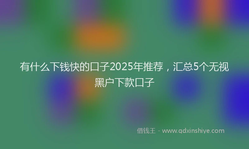 有什么下钱快的口子2025年推荐，汇总5个无视黑户下款口子