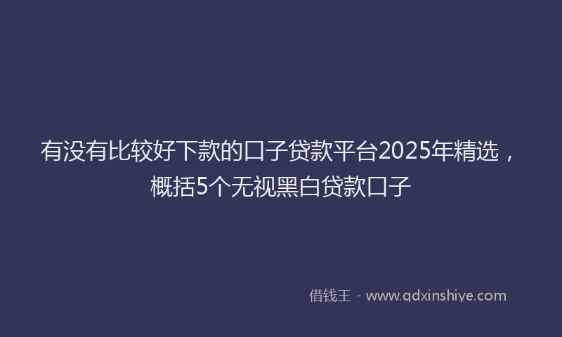 有没有比较好下款的口子贷款平台2025年精选，概括5个无视黑白贷款口子