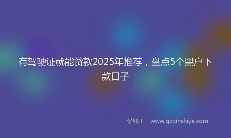 有驾驶证就能贷款2025年推荐，盘点5个黑户下款口子