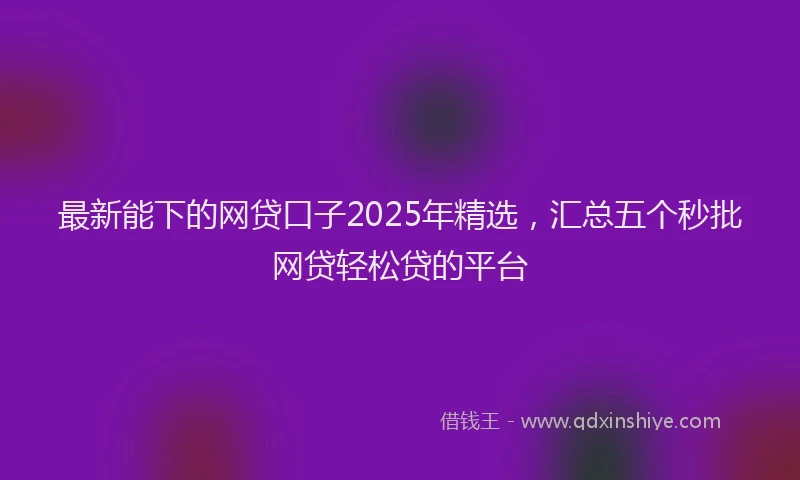 最新能下的网贷口子2025年精选，汇总五个秒批网贷轻松贷的平台