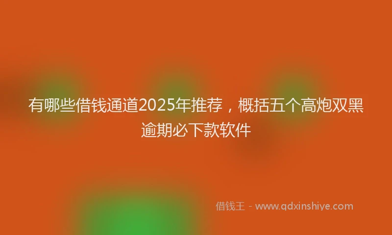 有哪些借钱通道2025年推荐，概括五个高炮双黑逾期必下款软件