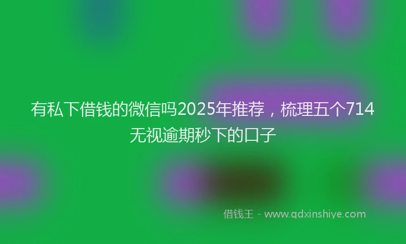 有私下借钱的微信吗2025年推荐，梳理五个714无视逾期秒下的口子