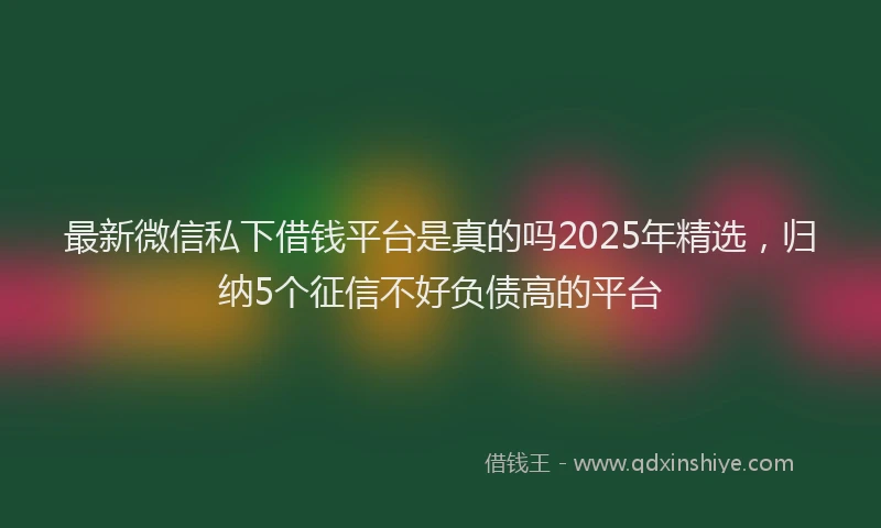 最新微信私下借钱平台是真的吗2025年精选，归纳5个征信不好负债高的平台