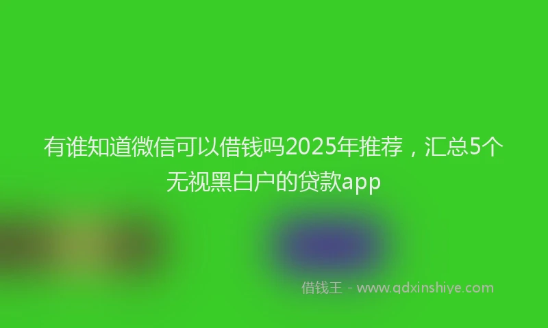 有谁知道微信可以借钱吗2025年推荐，汇总5个无视黑白户的贷款app