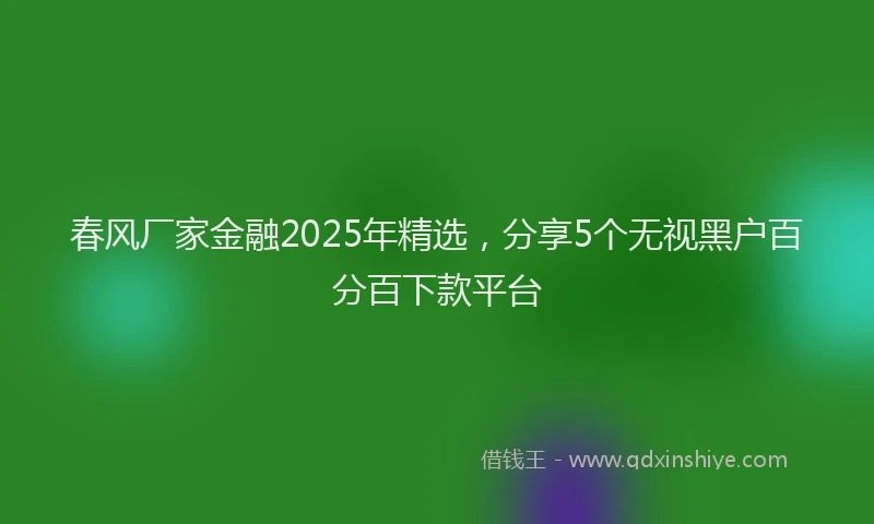 春风厂家金融2025年精选，分享5个无视黑户百分百下款平台