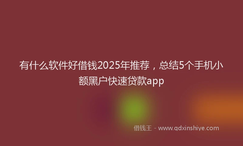 有什么软件好借钱2025年推荐，总结5个手机小额黑户快速贷款app