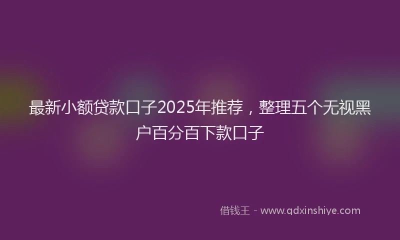 最新小额贷款口子2025年推荐，整理五个无视黑户百分百下款口子
