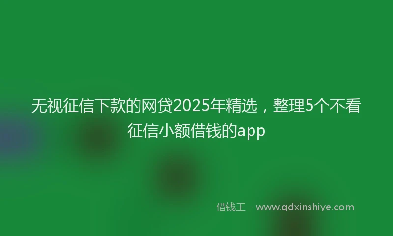 无视征信下款的网贷2025年精选，整理5个不看征信小额借钱的app