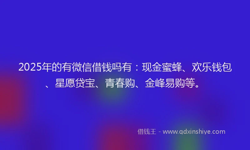 2025年的有微信借钱吗有：现金蜜蜂、欢乐钱包、星愿贷宝、青春购、金峰易购等。