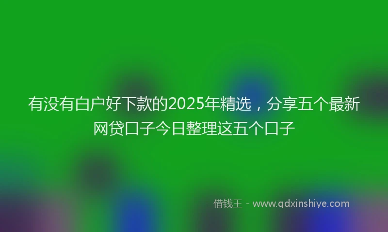 有没有白户好下款的2025年精选，分享五个最新网贷口子今日整理这五个口子