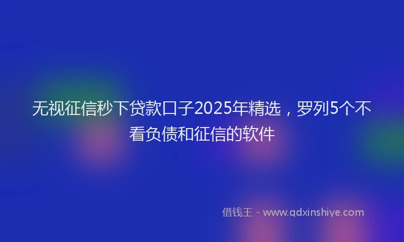 无视征信秒下贷款口子2025年精选，罗列5个不看负债和征信的软件