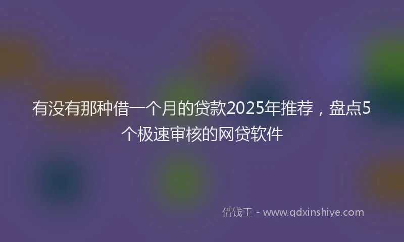 有没有那种借一个月的贷款2025年推荐，盘点5个极速审核的网贷软件