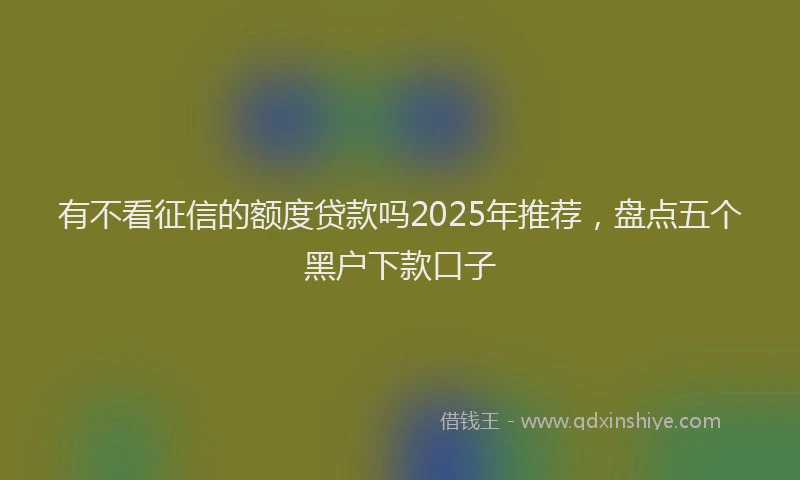 有不看征信的额度贷款吗2025年推荐，盘点五个黑户下款口子