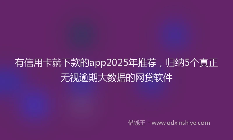 有信用卡就下款的app2025年推荐，归纳5个真正无视逾期大数据的网贷软件