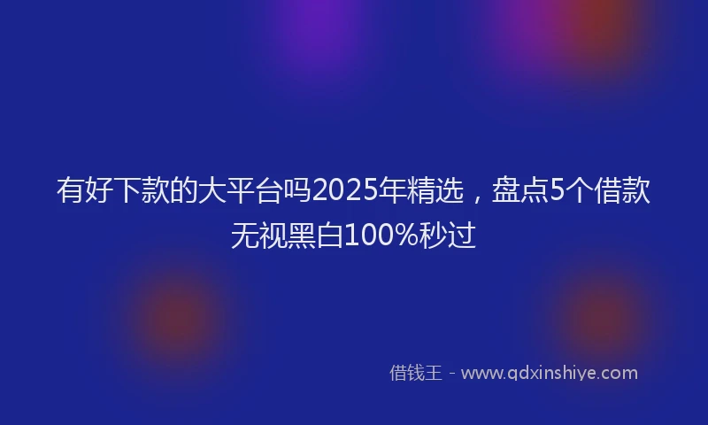 有好下款的大平台吗2025年精选，盘点5个借款无视黑白100%秒过