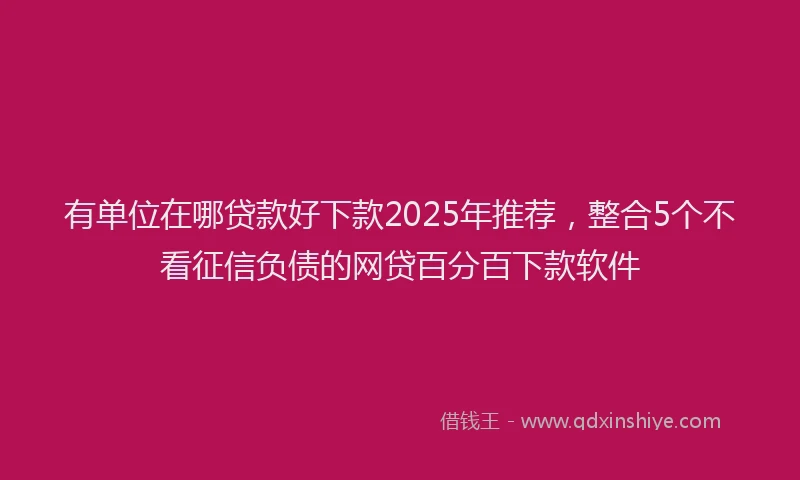 有单位在哪贷款好下款2025年推荐，整合5个不看征信负债的网贷百分百下款软件