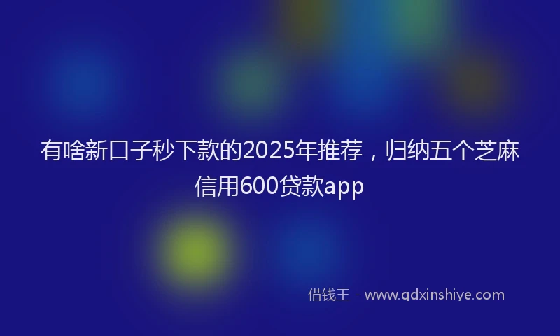 有啥新口子秒下款的2025年推荐，归纳五个芝麻信用600贷款app
