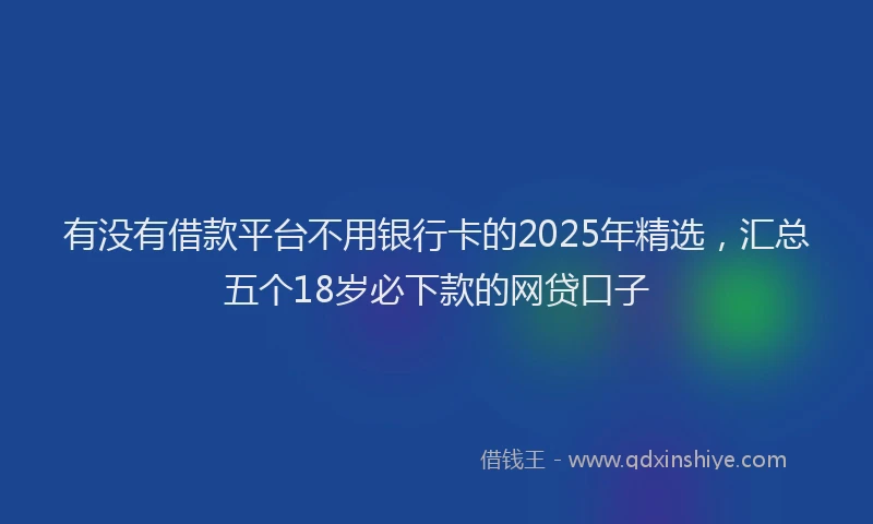 有没有借款平台不用银行卡的2025年精选，汇总五个18岁必下款的网贷口子