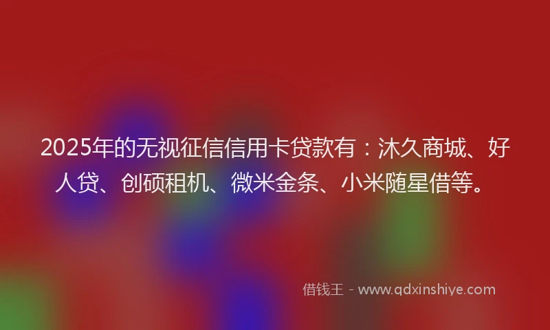 2025年的无视征信信用卡贷款有：沐久商城、好人贷、创硕租机、微米金条、小米随星借等。