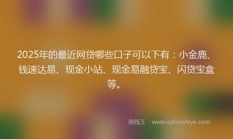2025年的最近网贷哪些口子可以下有：小金鹿、钱速达易、现金小站、现金易融贷宝、闪贷宝盒等。