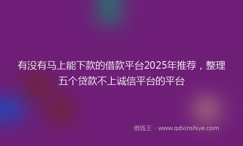 有没有马上能下款的借款平台2025年推荐，整理五个贷款不上诚信平台的平台