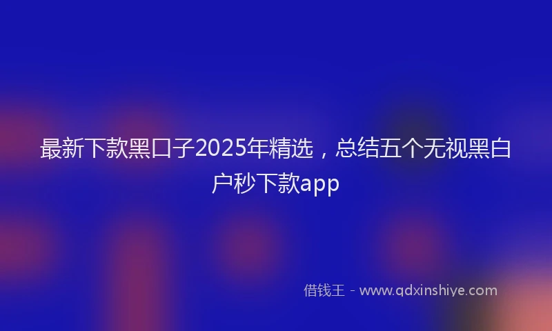最新下款黑口子2025年精选，总结五个无视黑白户秒下款app