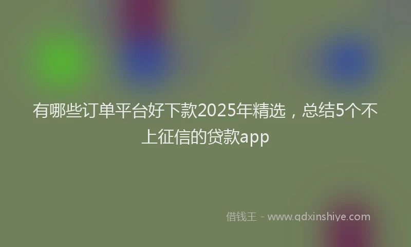 有哪些订单平台好下款2025年精选，总结5个不上征信的贷款app