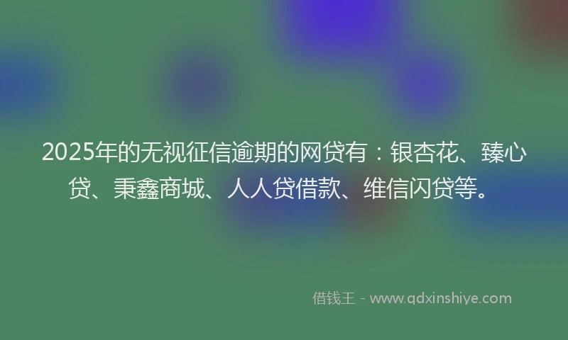 2025年的无视征信逾期的网贷有：银杏花、臻心贷、秉鑫商城、人人贷借款、维信闪贷等。