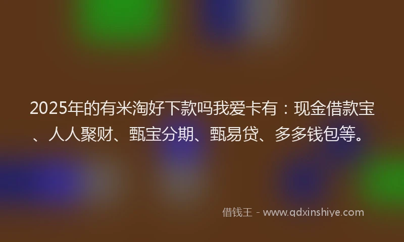 2025年的有米淘好下款吗我爱卡有：现金借款宝、人人聚财、甄宝分期、甄易贷、多多钱包等。