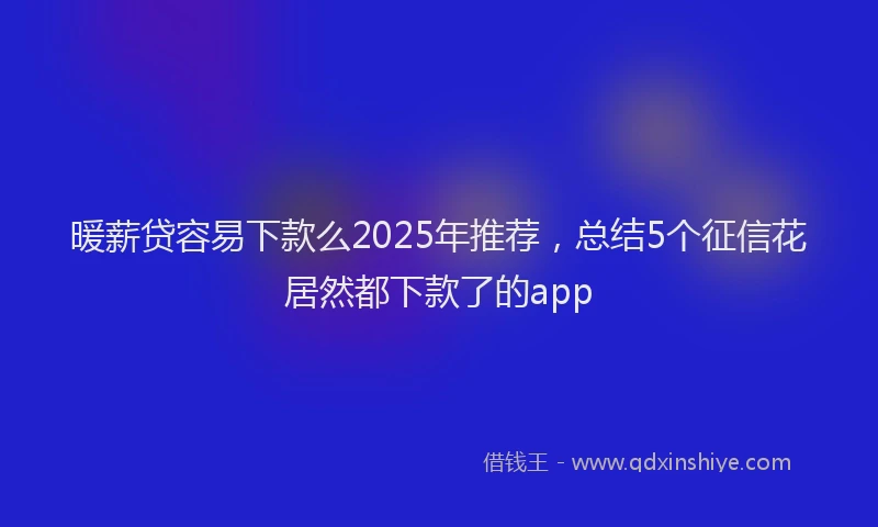 暖薪贷容易下款么2025年推荐，总结5个征信花居然都下款了的app
