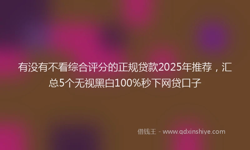 有没有不看综合评分的正规贷款2025年推荐，汇总5个无视黑白100%秒下网贷口子