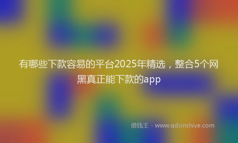 有哪些下款容易的平台2025年精选，整合5个网黑真正能下款的app