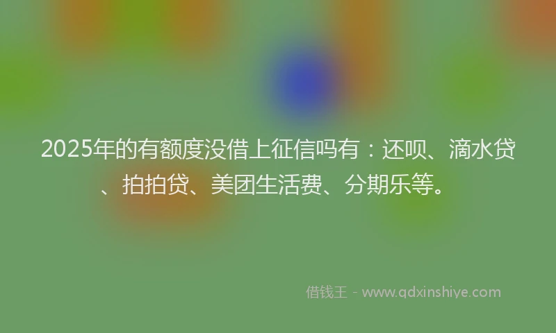 2025年的有额度没借上征信吗有:还呗、滴水贷、拍拍贷、美团生活费、分期乐等。