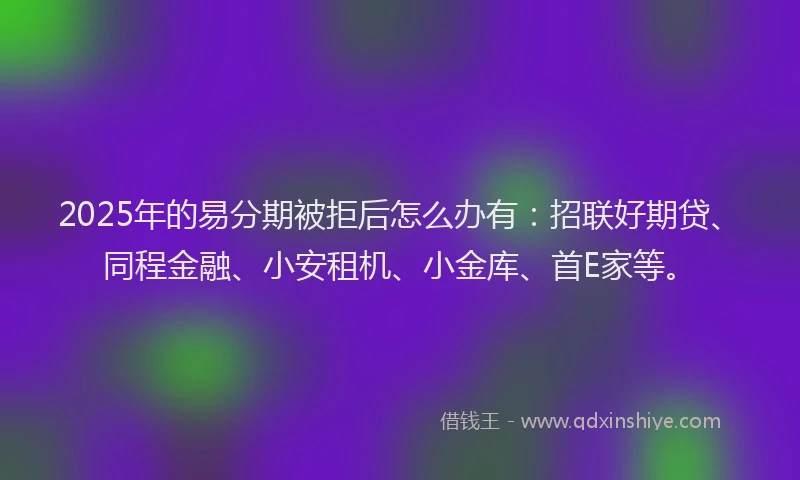 2025年的易分期被拒后怎么办有：招联好期贷、同程金融、小安租机、小金库、首E家等。