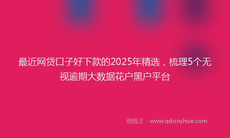 最近网贷口子好下款的2025年精选，梳理5个无视逾期大数据花户黑户平台