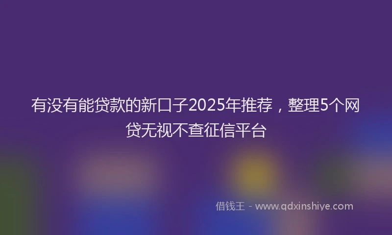 有没有能贷款的新口子2025年推荐，整理5个网贷无视不查征信平台