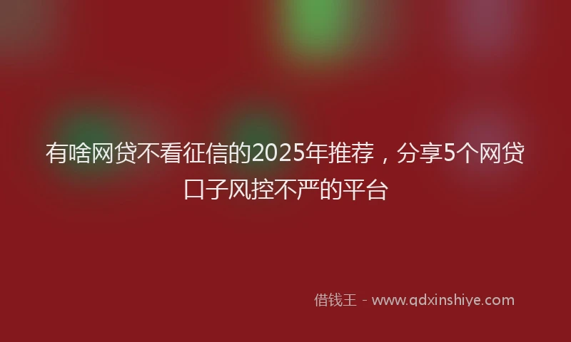 有啥网贷不看征信的2025年推荐，分享5个网贷口子风控不严的平台