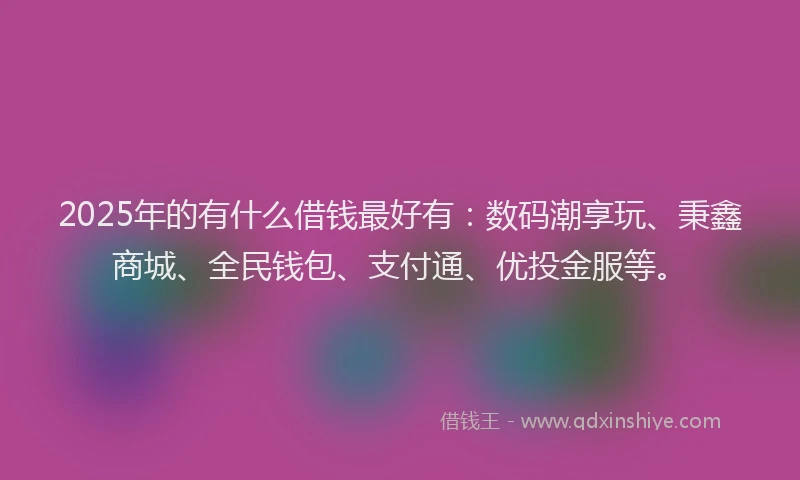 2025年的有什么借钱最好有：数码潮享玩、秉鑫商城、全民钱包、支付通、优投金服等。