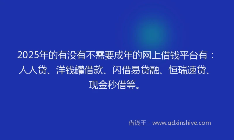 2025年的有没有不需要成年的网上借钱平台有：人人贷、洋钱罐借款、闪借易贷融、恒瑞速贷、现金秒借等。