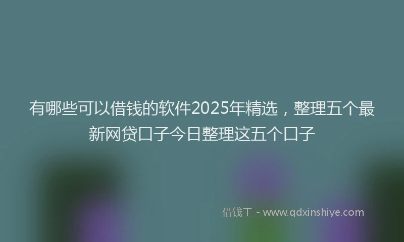 有哪些可以借钱的软件2025年精选，整理五个最新网贷口子今日整理这五个口子