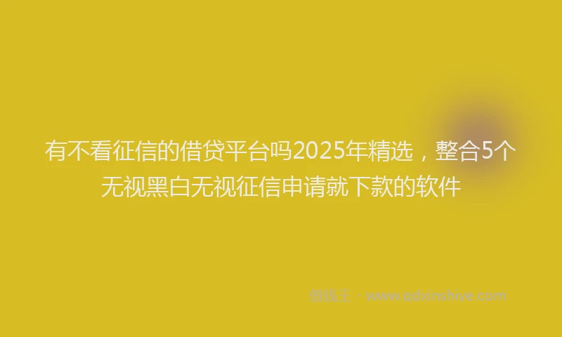 有不看征信的借贷平台吗2025年精选，整合5个无视黑白无视征信申请就下款的软件