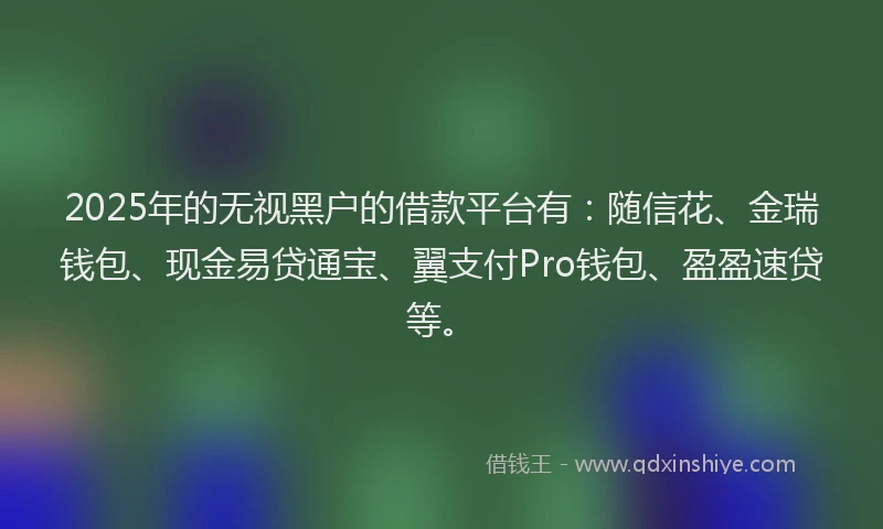 2025年的无视黑户的借款平台有：随信花、金瑞钱包、现金易贷通宝、翼支付Pro钱包、盈盈速贷等。