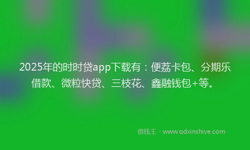 2025年的时时贷app下载有：便荔卡包、分期乐借款、微粒快贷、三枝花、鑫融钱包+等。