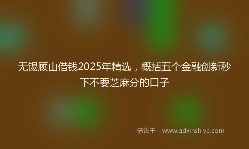 无锡顾山借钱2025年精选，概括五个金融创新秒下不要芝麻分的口子