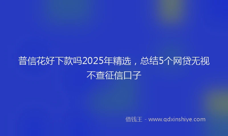 普信花好下款吗2025年精选，总结5个网贷无视不查征信口子