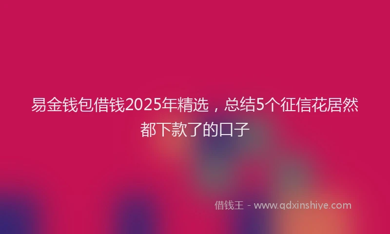 易金钱包借钱2025年精选，总结5个征信花居然都下款了的口子
