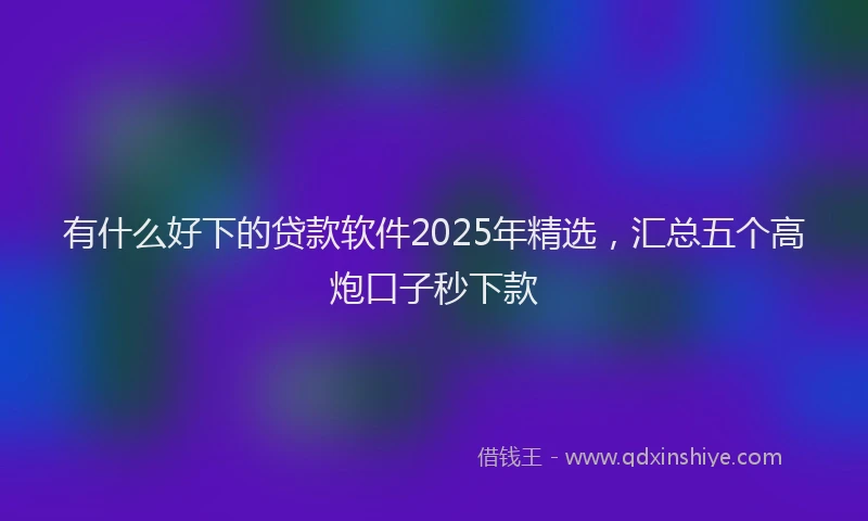 有什么好下的贷款软件2025年精选，汇总五个高炮口子秒下款