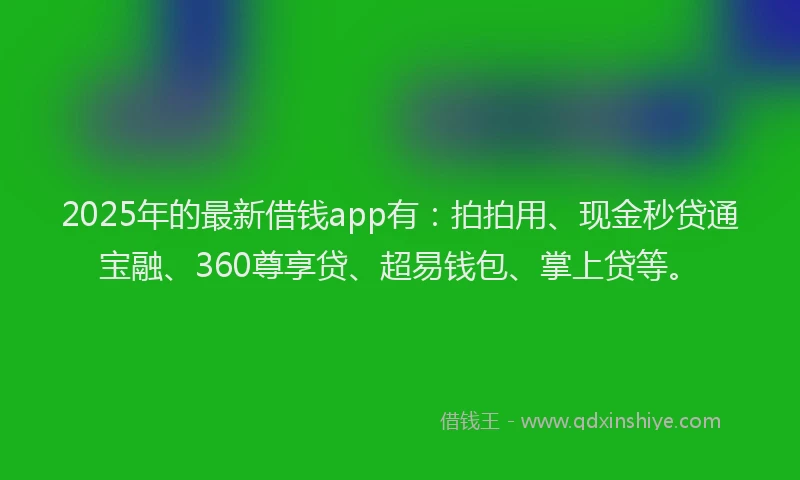 2025年的最新借钱app有：拍拍用、现金秒贷通宝融、360尊享贷、超易钱包、掌上贷等。