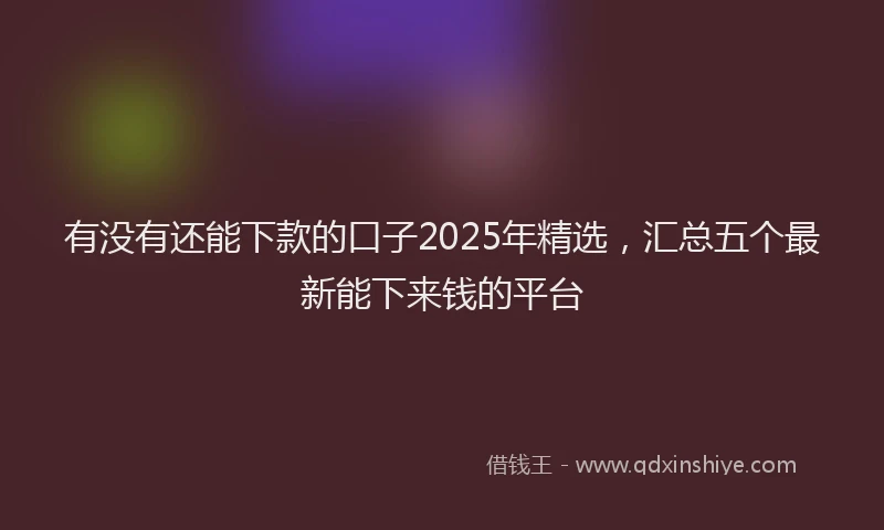 有没有还能下款的口子2025年精选，汇总五个最新能下来钱的平台